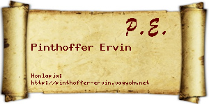 Pinthoffer Ervin névjegykártya